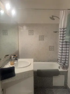 a bathroom with a sink and a bath tub at Charmant Appartement Aixois in Aix-en-Provence