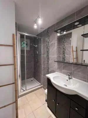 a bathroom with a sink and a shower at Studio Velaux in Velaux