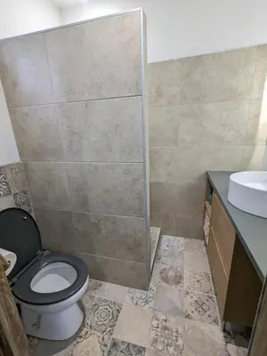 a bathroom with a toilet and a sink at Le gîte du domaine de Sinaca Villa in Sénas