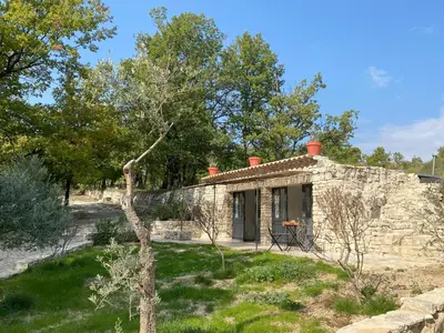 an old stone house in the middle of a garden at LAVANDE in Apt