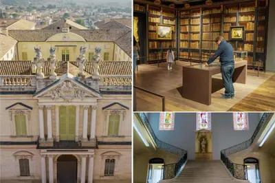 a collage of photos of a man standing at a table in a building at La Cour Secrète - 2 Suites avec Balnéo privée in Carpentras