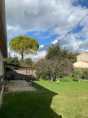 a view of a yard with a tree in the background at Ideal festival d'Avignon in Monteux