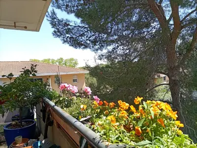 a garden of flowers on a balcony at T2 lumineux balcon, parking facile, climatisation, Wi-Fi in Aix-en-Provence