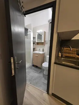 a bathroom with a toilet and a sink at Studio Vacances super équipé in Carpentras