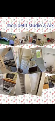 a collage of photos of an office with a room at Studio DOUILLET in Aix-en-Provence