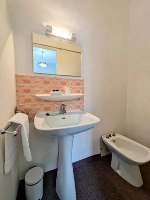 a bathroom with a sink and a toilet at L'Aiguebelle in Céreste