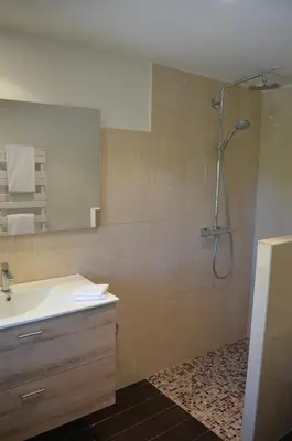a bathroom with a shower and a sink at Campagne Chastel in Aix-en-Provence