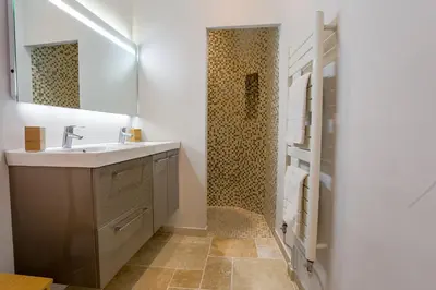 a bathroom with a sink and a shower at L'Oustau D'Alberta in Aix-en-Provence