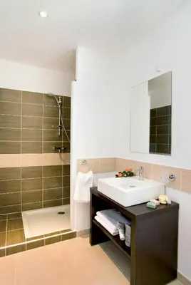 a bathroom with a sink and a shower at Lagrange Vacances - Le Clos Savornin in Saint-Saturnin-les-Apt
