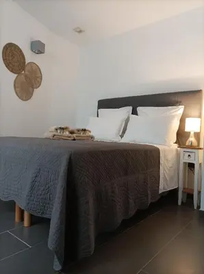 a bedroom with a large bed with white pillows at APPART AIX MAZARIN in Aix-en-Provence