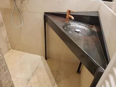 a bathroom with a sink and a shower at Gite A.M Hoche in Lançon-Provence