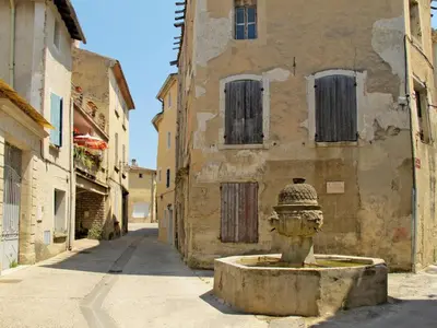a fire hydrant sitting in the middle of an alley at Villa Kasara by Interhome in Mazan