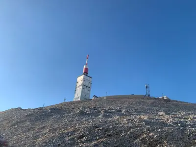 a lighthouse on the top of a hill at Domaine La Condamine CRILLON LE BRAVE in Crillon-le-Brave