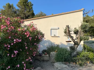 a house with flowers in front of it at La Thomalie in Crillon-le-Brave