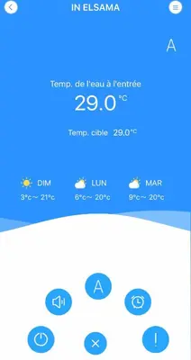 a screenshot of a cell phone screen with the temperature plotted at In Elsama piscine chauffée in LʼIsle-sur-la-Sorgue