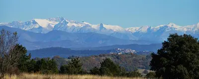 a view of a mountain range with trees and mountains at Fleur des îles in Saint-Michel-lʼObservatoire