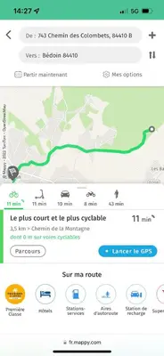 a screenshot of a cell phone screen with a map at Chambres d'Hôtes de Curnier in Bédoin
