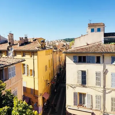 an overhead view of a city street with buildings at COURONNE STUDIO in Aix-en-Provence