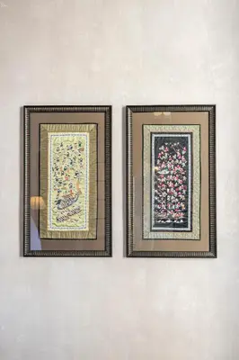 two framed pictures hanging on a wall at Luxurious Provencal Village House, Walk to Village Pool in Rustrel