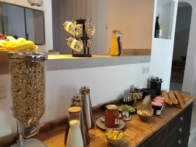 a kitchen counter with food on top of it at Le Clos Marceau in Bédoin