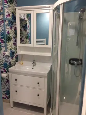 a bathroom with a sink and a shower at Le calme et la tranquilité à 15 minutes d'Avignon in Caumont-sur-Durance