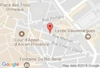 a map with a red marker on it at Studio ensoleillé, typique centre historique, wifi in Aix-en-Provence