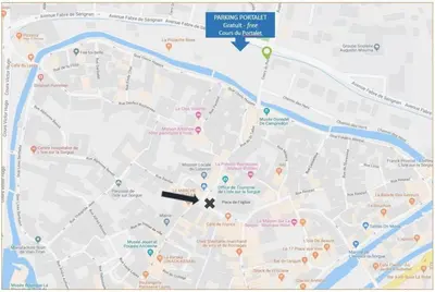 a map with a black marker on it at La Magnanerie in LʼIsle-sur-la-Sorgue
