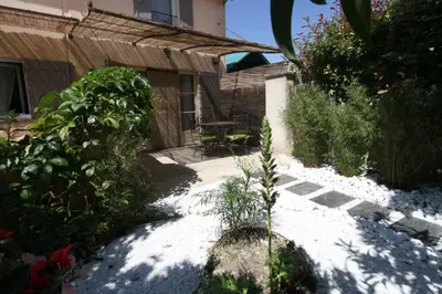 a garden with a plant in the middle of a house at CLOS DE LA FONT in Mollégès