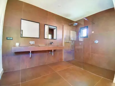 a bathroom with a sink and a shower at Villa de prestige 10 personnes à Eyragues in Eyragues