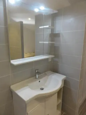 a bathroom with a white sink and a mirror at Gite le bagnol un coin de paradis in Maubec