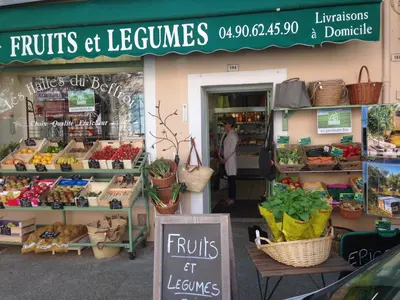 a store front of a store with fruits and vegetables at The Willow Tree in Le Thor