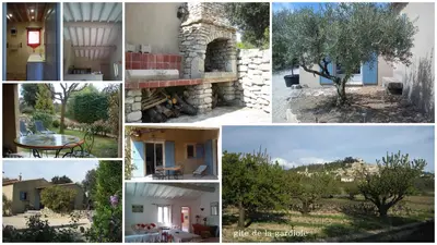 a collage of pictures of houses and trees at Gardiole in Bonnieux