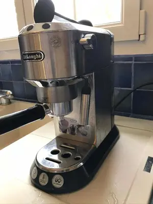 a coffee maker sitting on top of a kitchen counter at Gîte de Catherine in Saint-Didier