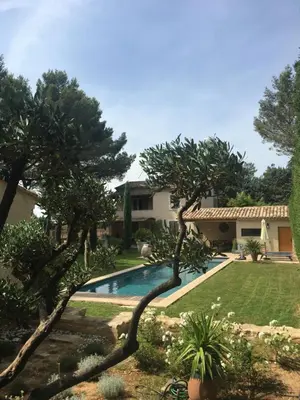 a house with a swimming pool in a yard at Mazet LEAJO in Eygalières