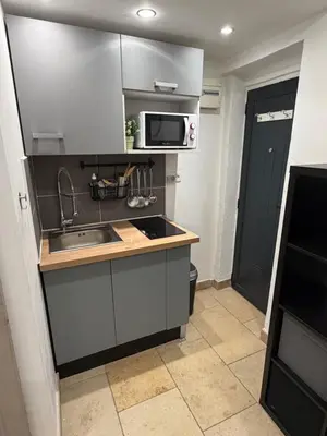 a bathroom with a shower and a sink and a mirror at Studio plein centre aix en Provence in Aix-en-Provence