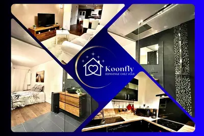 a collage of a kitchen and a living room at *FONTAINE MOUSSUE*HYPER CENTRE*T2 STANDING* in Salon-de-Provence