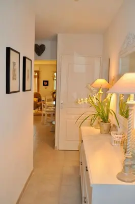 a kitchen with a counter with a lamp on it at Apartement Beata in Provence, Golf Pont Royal in Mallemort