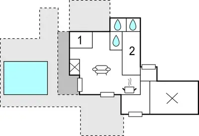 a floor plan of a house with diagrams at Gorgeous Home In Vernègues in Vernègues