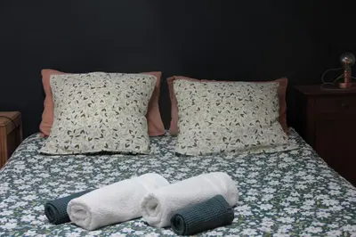 a bed with towels on it with two pillows at MAS-Calou in Coustellet