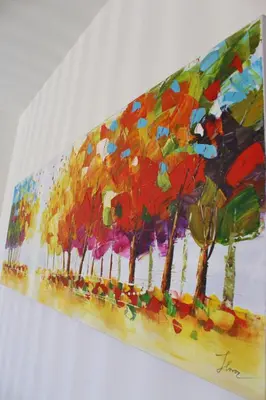 a painting of trees with at Joli studio au calme, centre historique de Pertuis in Pertuis