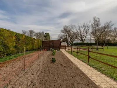 a garden with a small shed in a field at Apartment L'Aquillon by Interhome in Noves
